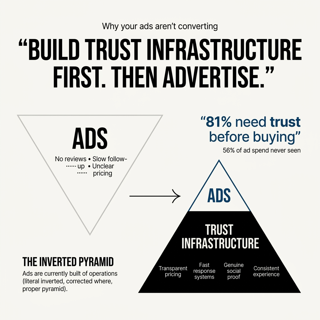 Your Ads Aren't Failing Because of Creative. They're Failing Because Nobody Trusts You Yet.